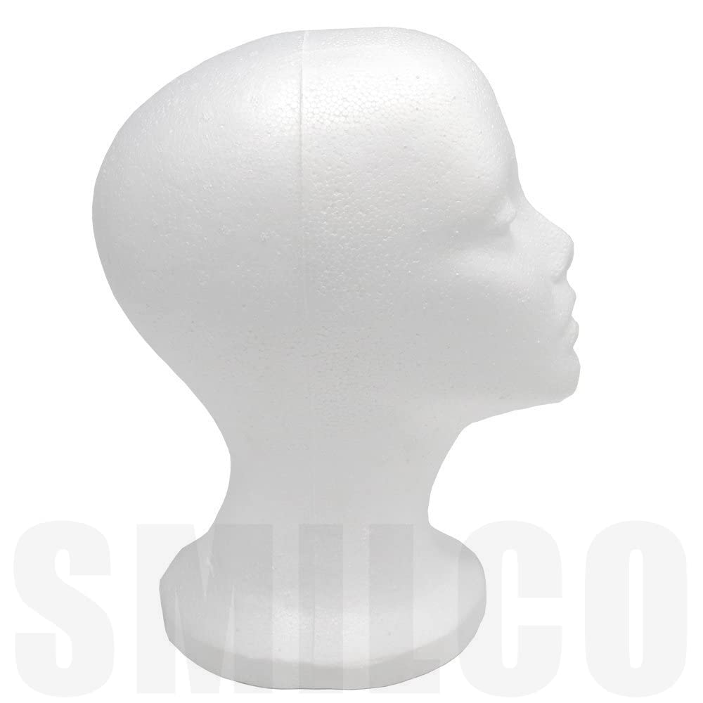 12" 3 Pcs Foam Wig Head Tall Female Foam Mannequin Wig Stand and Holder for Style Model And Disp...
