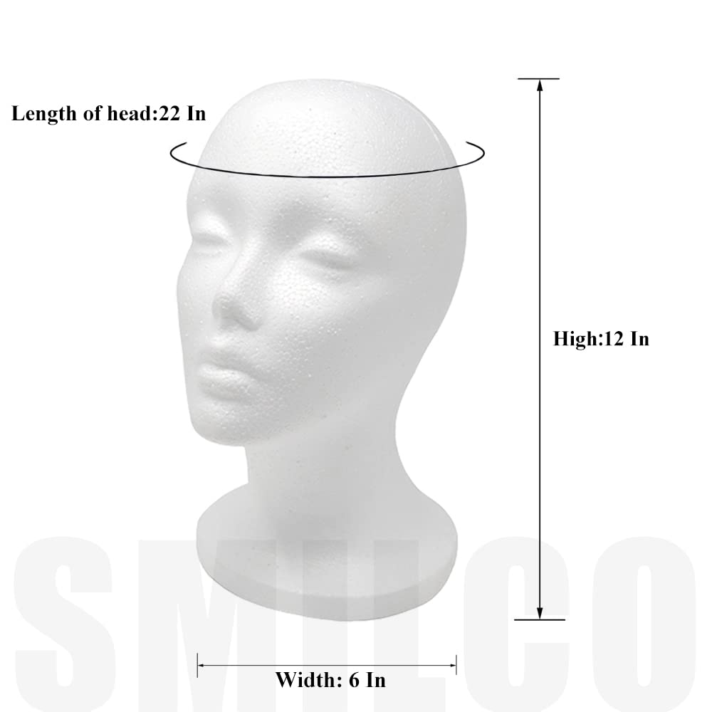12" 3 Pcs Foam Wig Head Tall Female Foam Mannequin Wig Stand and Holder for Style Model And Disp...
