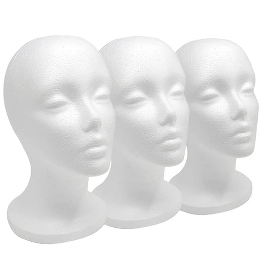 12" 3 Pcs Foam Wig Head  Tall Female Foam Mannequin Wig Stand and Holder for Style Model And Disp...