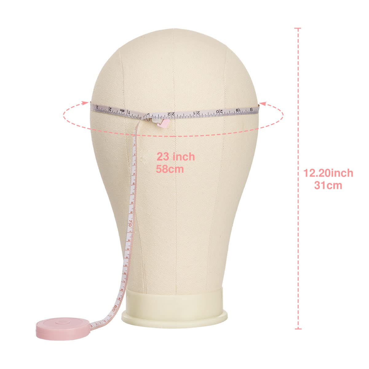 SZCY LLC 23 Inch Canvas Block Mannequin Head for Wigs Making Display with Wig Caps T Pins C Brist...