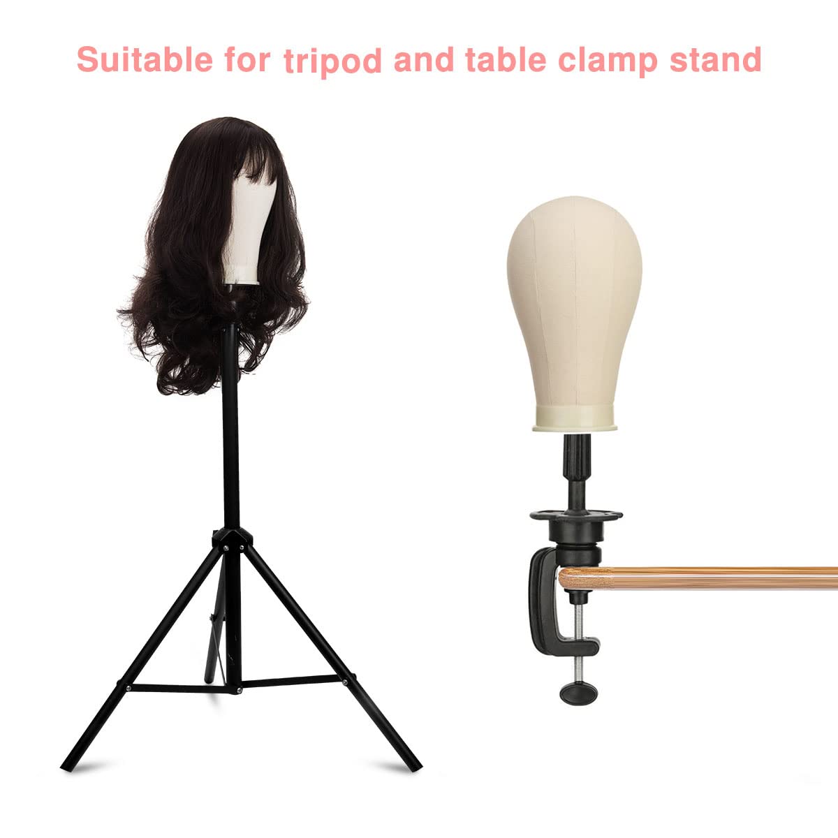 SZCY LLC 23 Inch Canvas Block Mannequin Head for Wigs Making Display with Wig Caps T Pins C Brist...