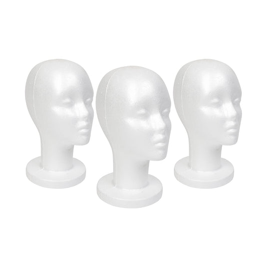 STUDIO LIMITED 114Inch Styrofoam Mannequin Head 3 Pack  White Foam Wig Stand for Wigs Hats Masks ...