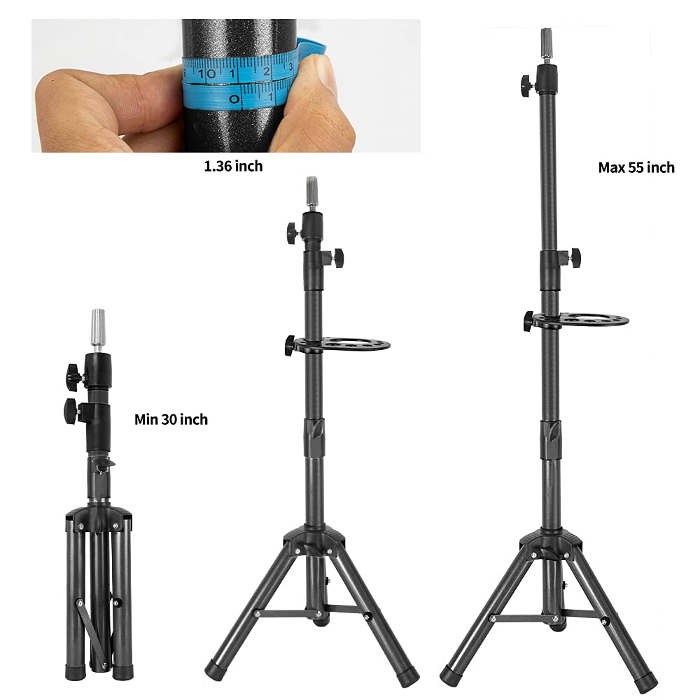 Wig Stand Tripod 55 Inch Metal Wig Mannequin Head Tripod Stand For Hairdressing Training Head Adj...
