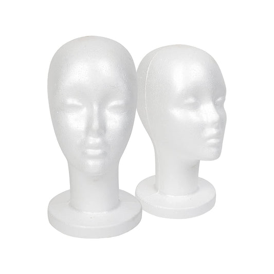 STUDIO LIMITED 114Inch Styrofoam Mannequin Head 2 Pack  White Foam Wig Stand for Wigs Hats Masks ...