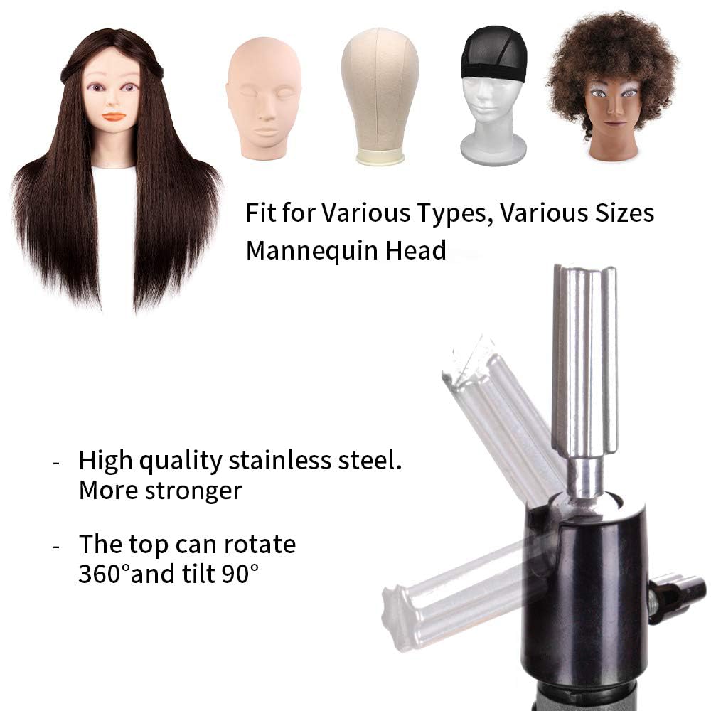 Wig Stand Tripod 55 Inch Metal Wig Mannequin Head Tripod Stand For Hairdressing Training Head Adj...