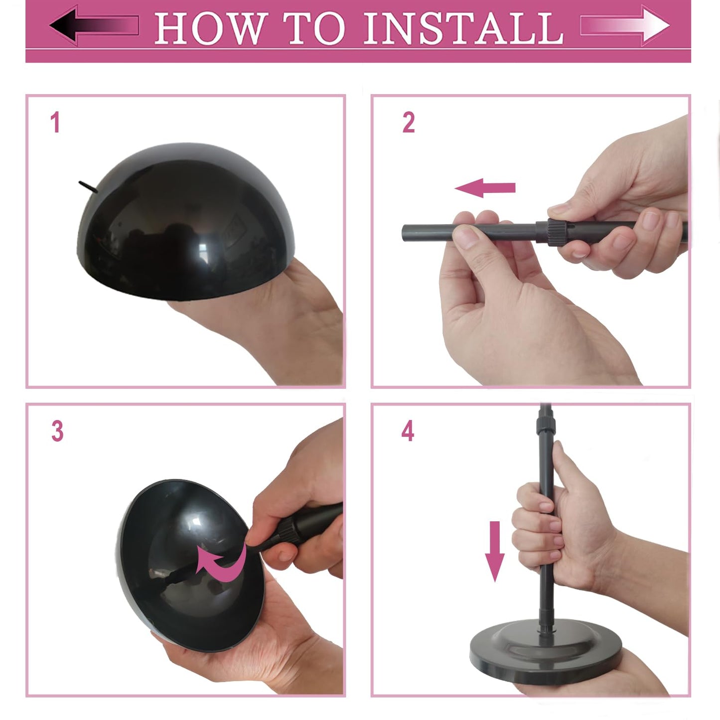 Wig Stand 1PC Adjustable Height Black Plastic Wig Head Stand Portable Wig Holder Stands NonSlip W...
