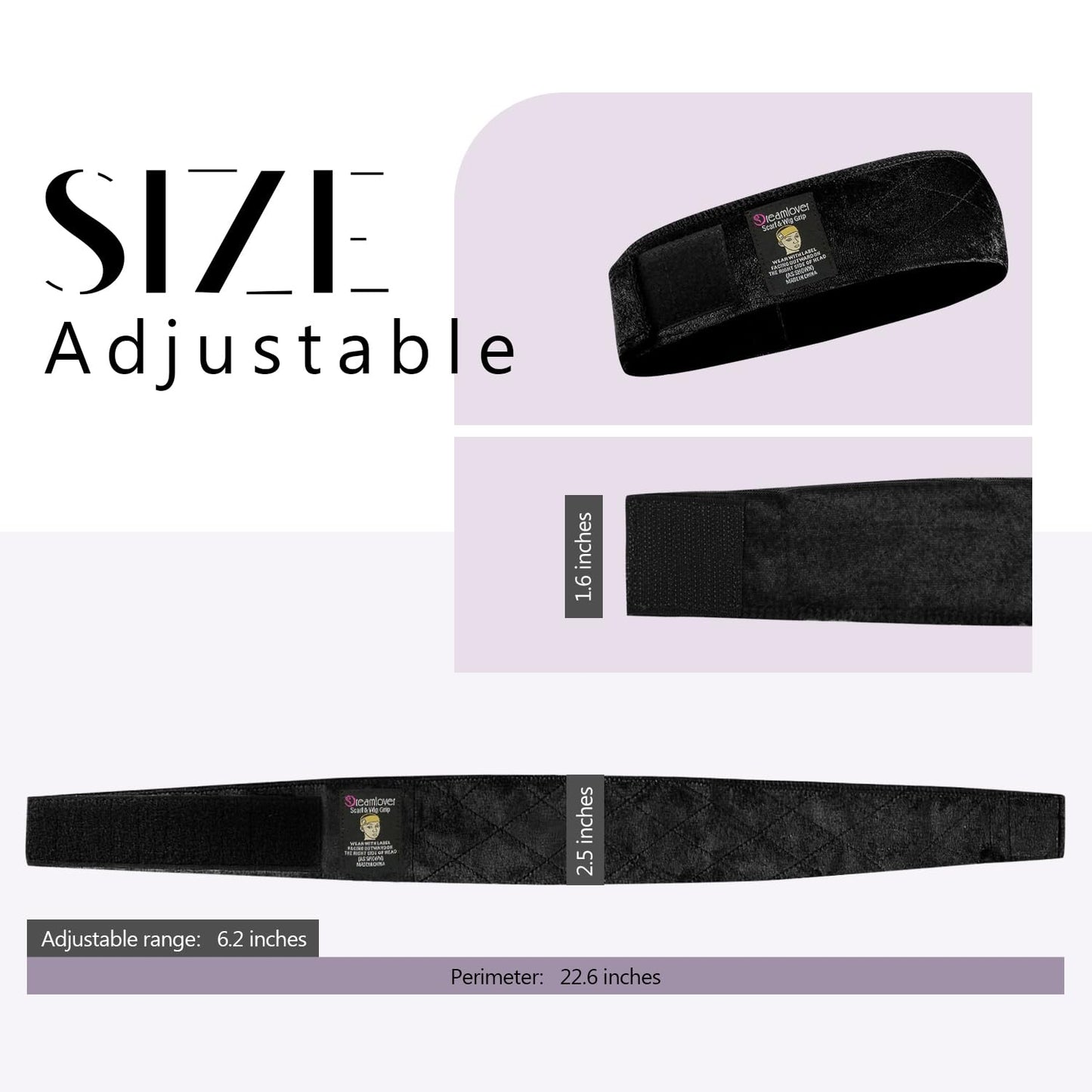 Dreamlover Wig Grip Band Headband for Keeping Wigs in Place Black 2 Pieces