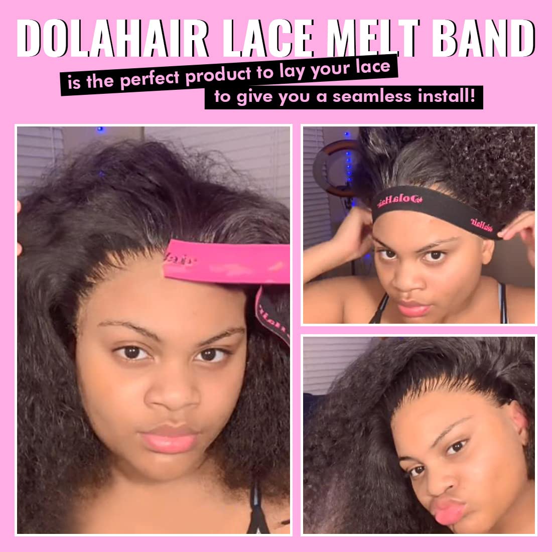 Dolahair Lace Melting Band Elastic Edge Wrap for Wigs 4PCS Bands to Lay and Hold Edges in Place
