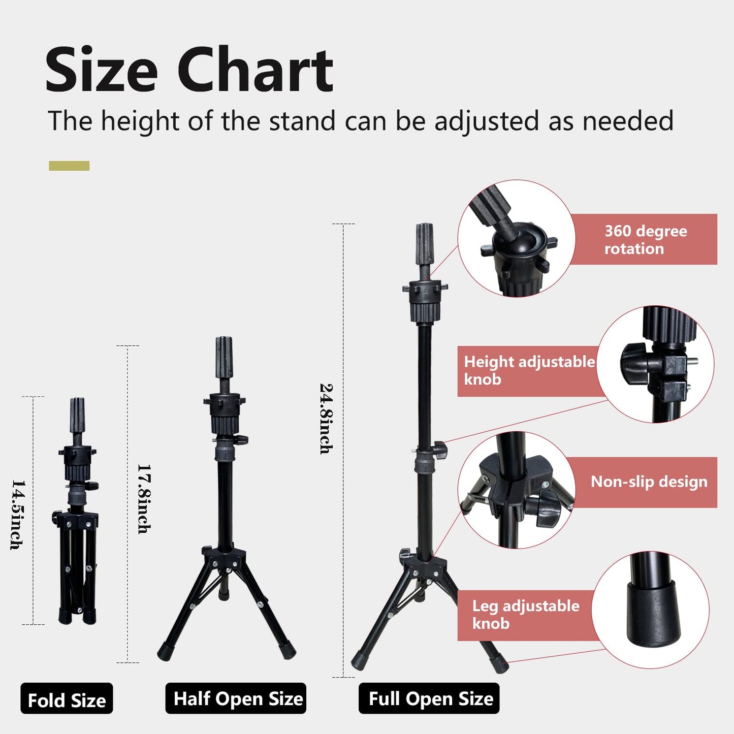 SZCY LLC 23 Inch Canvas Block Mannequin Head for Wigs Making Display with Wig Caps T Pins C Brist...