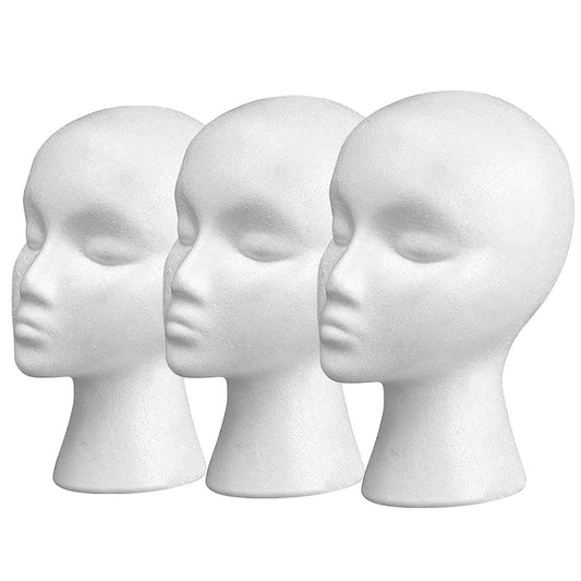 11" 3 Pcs Wig Head  Tall Female Foam Mannequin Wig Stand and Holder for Style Model And Display H...