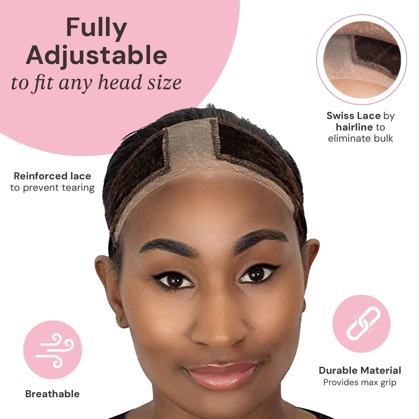 MILANO COLLECTION Lace WiGrip Lace WigCap Combo Premium Lace Wig Cap Wig Band for Women Adjusta...