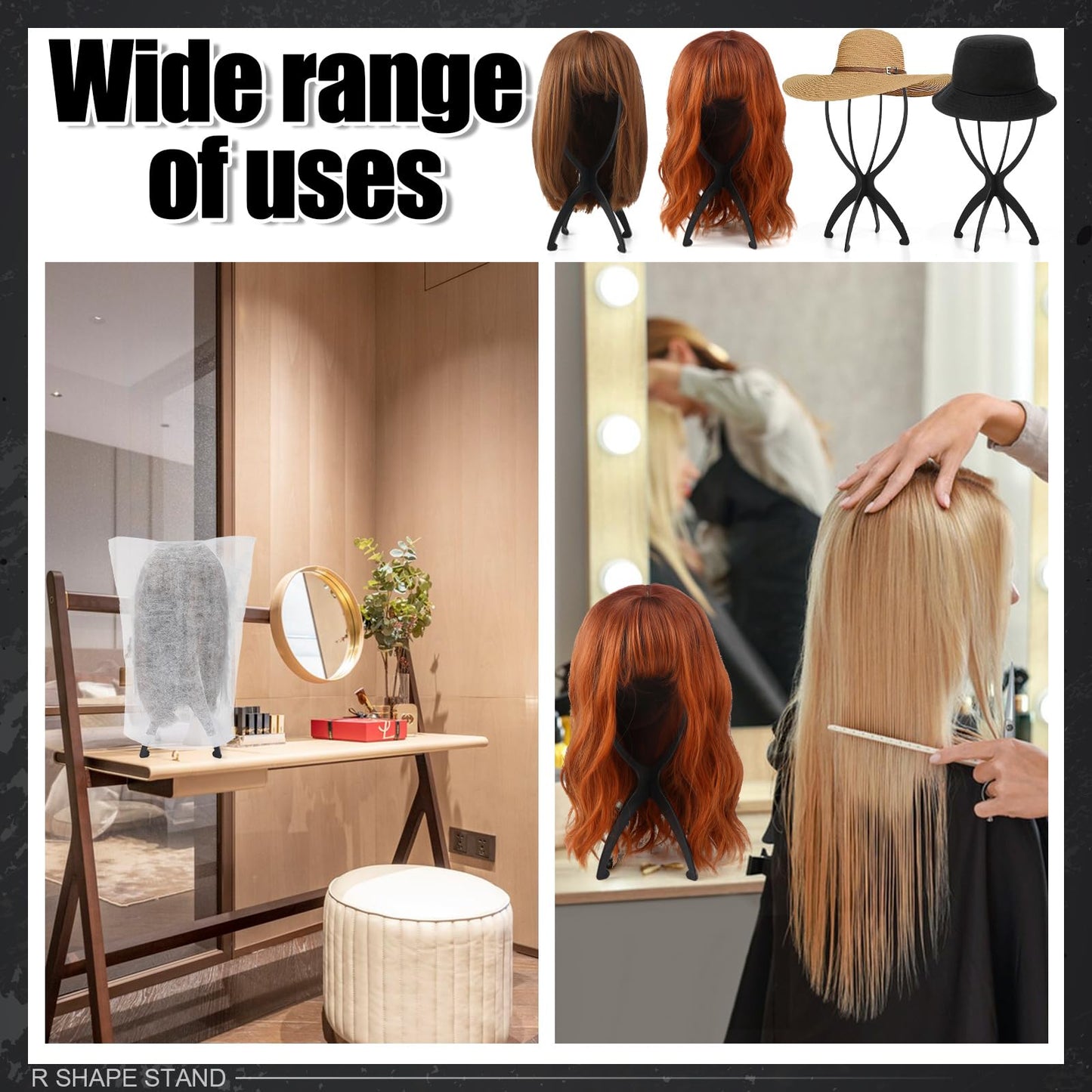 ProSuites 2 Pack Wig Stand with 2Pcs Wig Dust Bag Travel Wig Head Stand Holder for Women Multiple...
