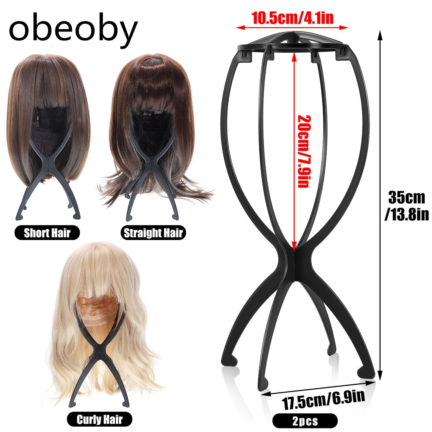 obeoby Wig Stand Portable Wig Holder Wig Head Stand for All Wigs Travel Wig Hair Stylist Gifts fo...