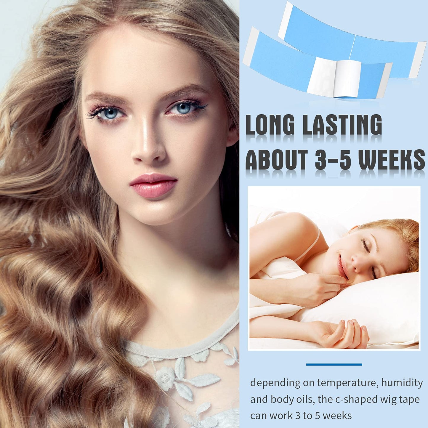 Maitys 120 Pieces Lace Front Wig Tape Double Sided Adhesive Waterproof CShaped for Long Short No ...