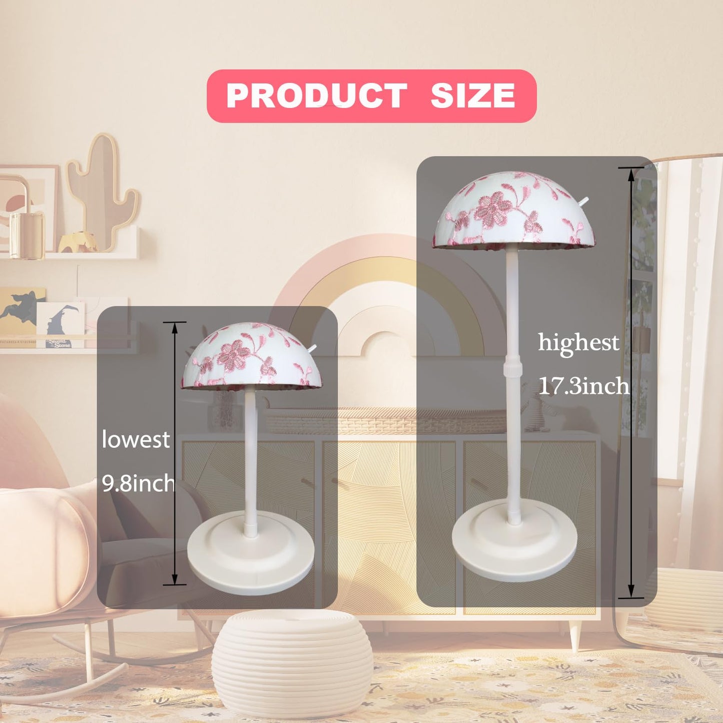 Wig Stand White 1PC Adjustable Height Portable Wig Holder Stands NonSlip Wig Head Holders Sturdy ...