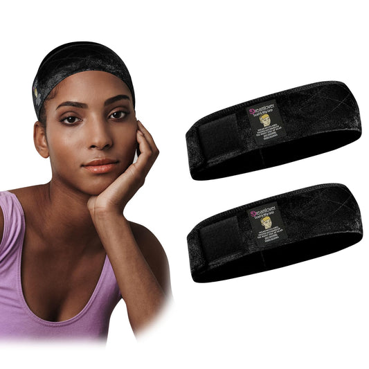 Dreamlover Wig Grip Band Headband for Keeping Wigs in Place Black 2 Pieces