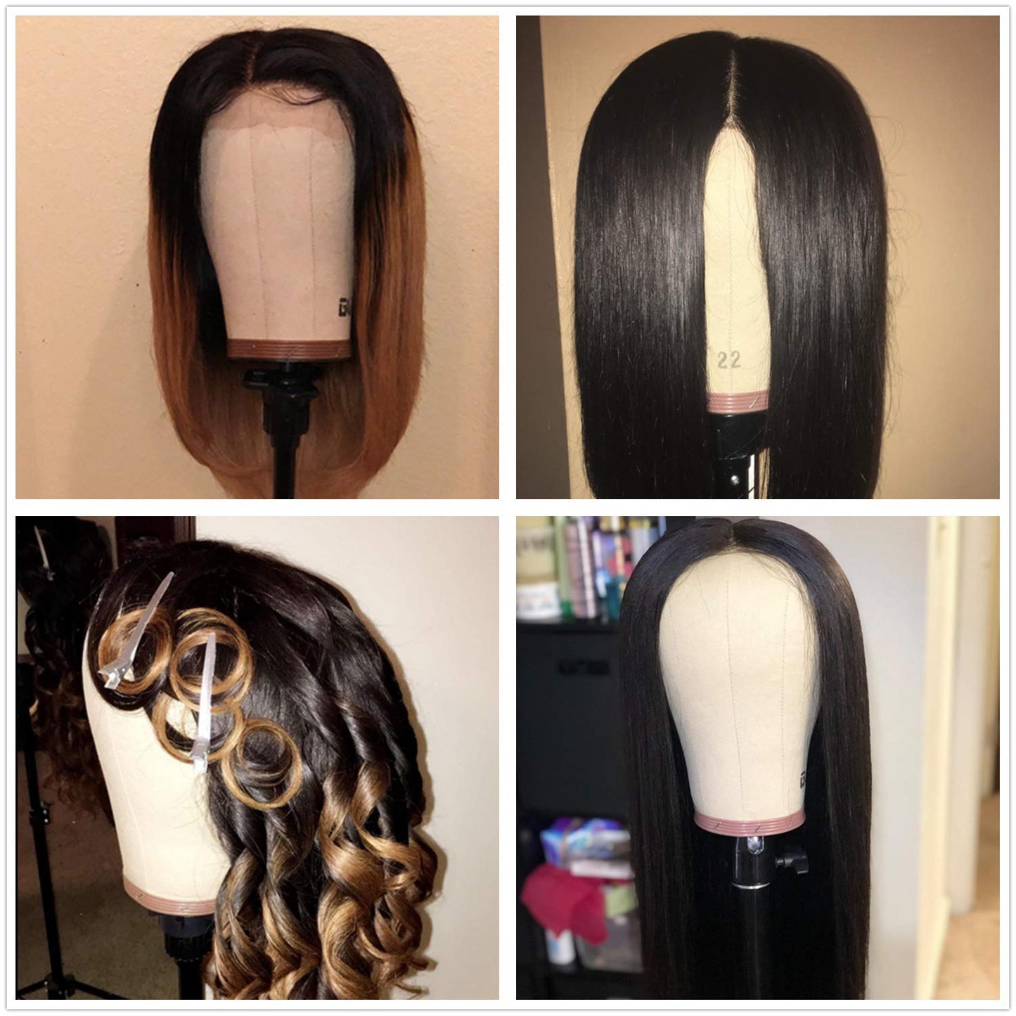 GEX 20"24" Cork Canvas Block Head Mannequin Head Wig Display Styling Head With Mount Hole Light B...