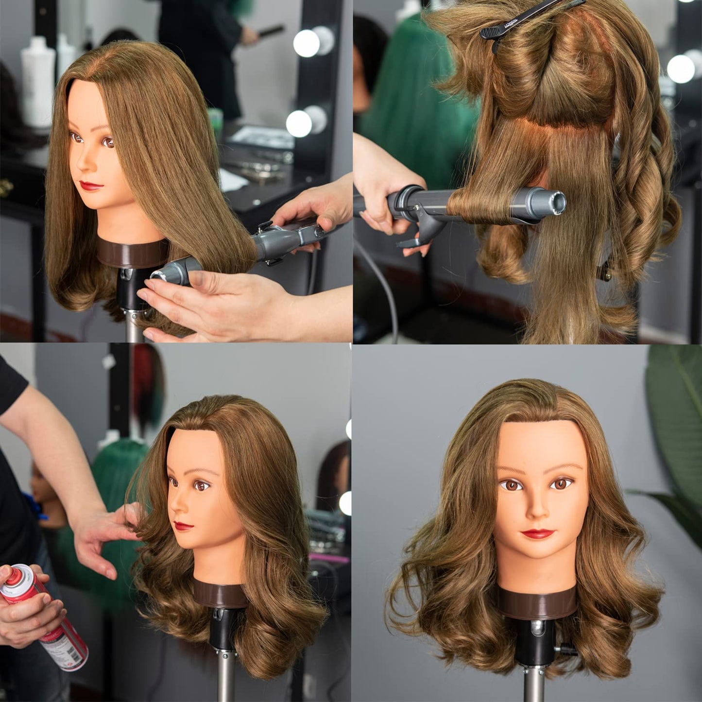 Traininghead 2022" Female 100 Human Hair Mannequin Head Hair Styling Training Head Cosmetology Ma...
