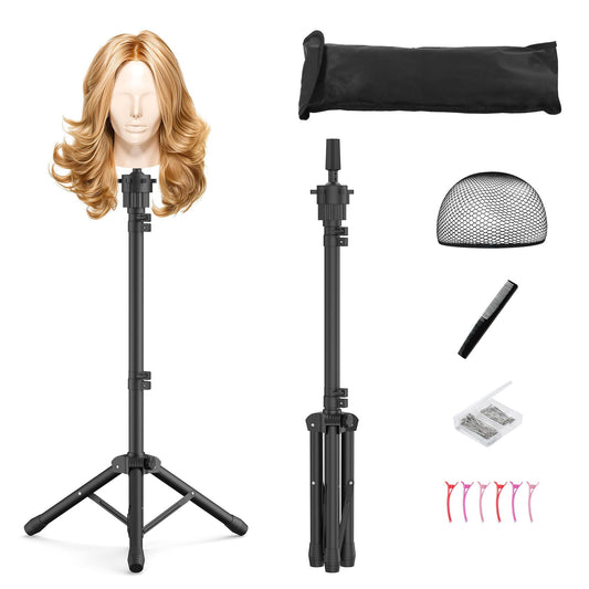 Relx Wig Head Stand  Adjustable Mannequin Head Stand  Wig Stand Tripod for Cosmetology Hairdressi...