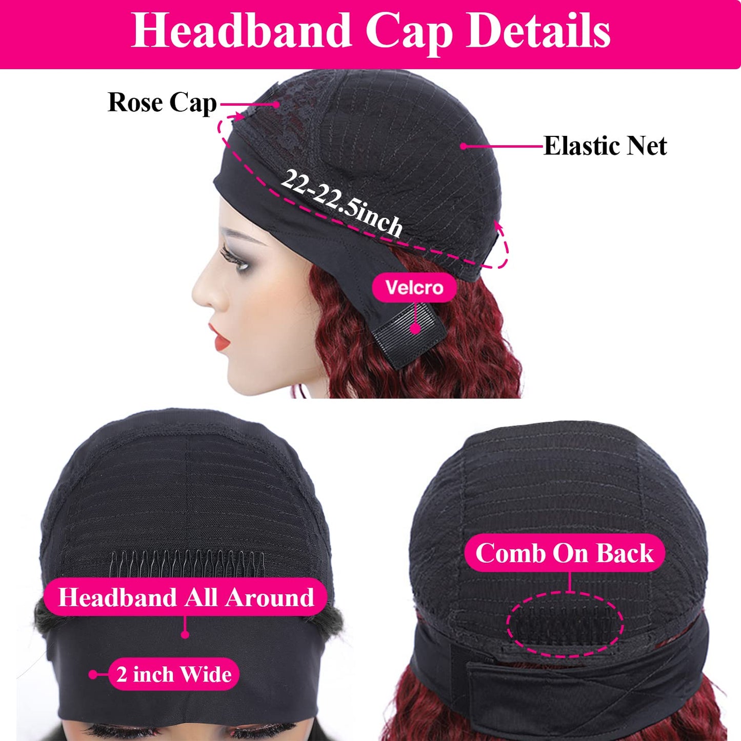 Aiterina Headband Wig deep wave human hair wigs for Black Women Brazilian Remy Hair Glueless Non ...