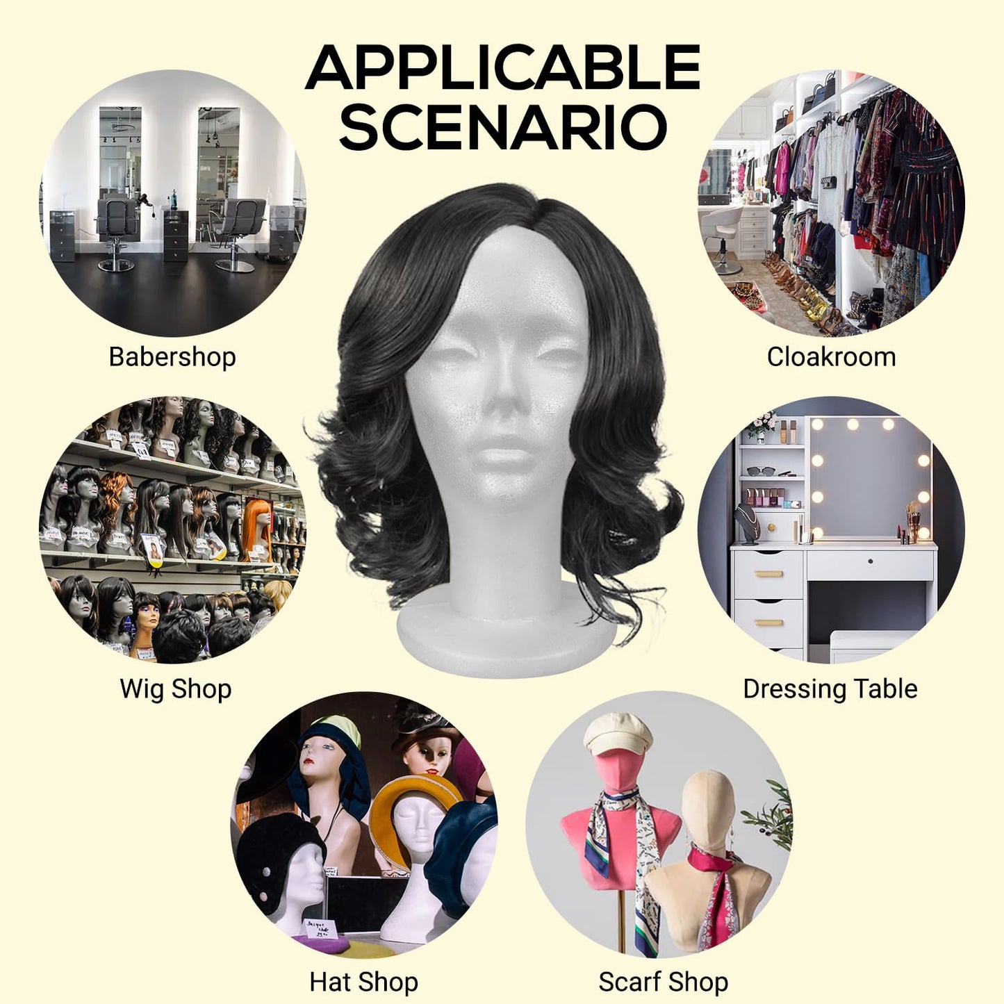 STUDIO LIMITED 114Inch Styrofoam Mannequin Head 1 Pack White Foam Wig Stand for Wigs Hats Masks ...