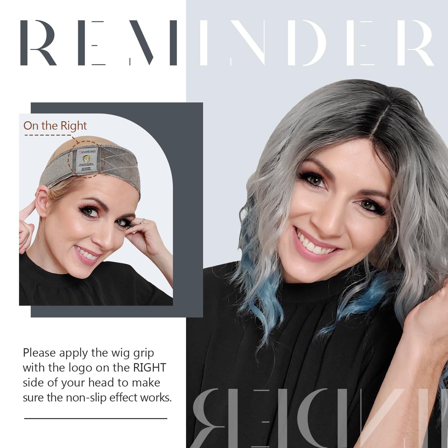 Dreamlover Wig Grip Bands for Keeping Wigs in Place Wig Grip Headband Grey 2 Pieces