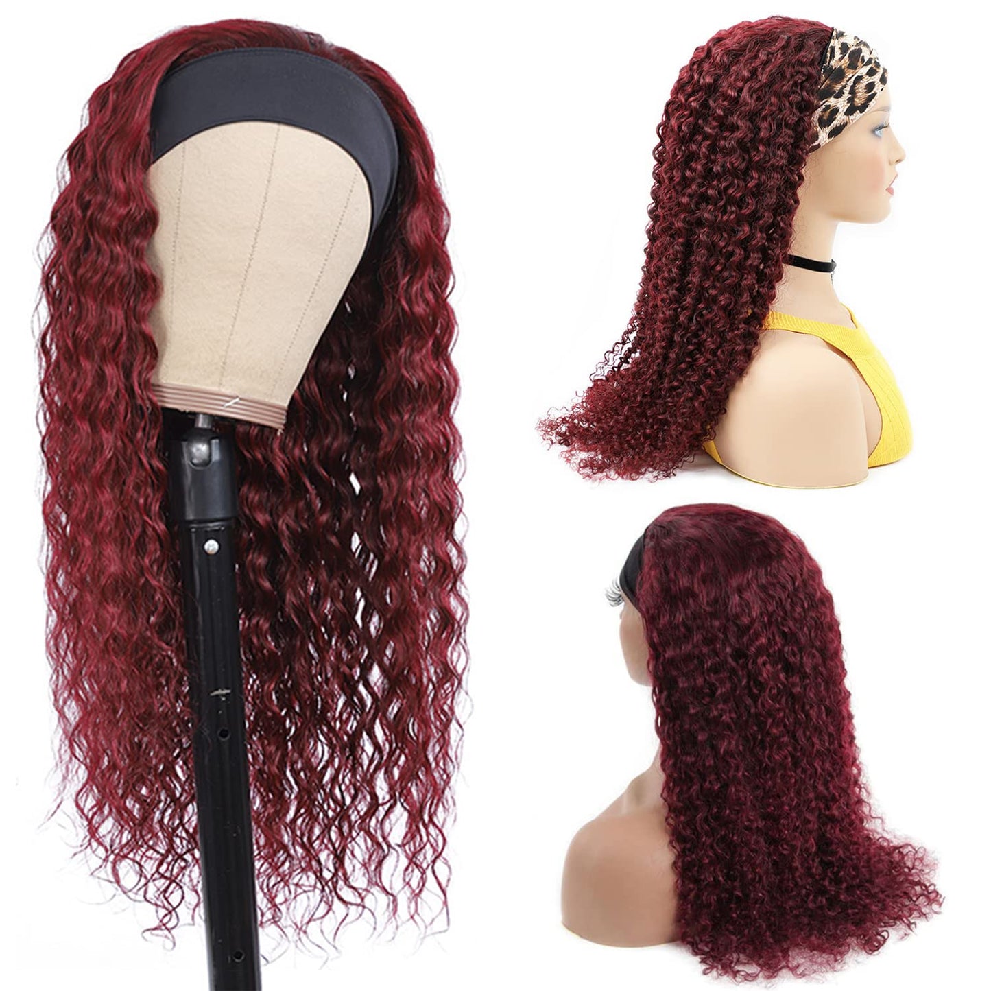Aiterina Headband Wig deep wave human hair wigs for Black Women Brazilian Remy Hair Glueless Non ...