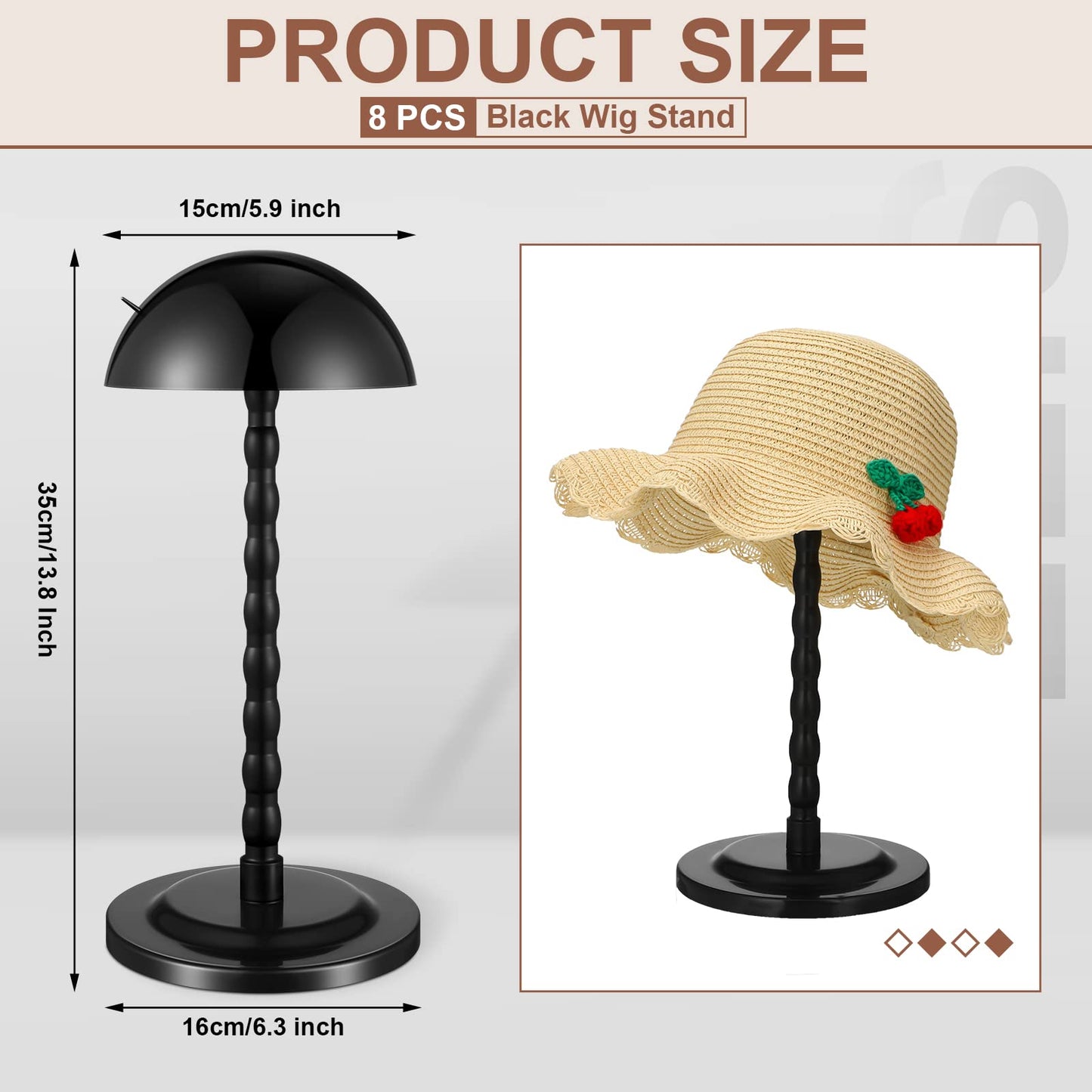 Reginary 8 Pieces Wig Head Stand for Multiple Wigs Mannequin Head 138 Inch Portable Hat Display S...