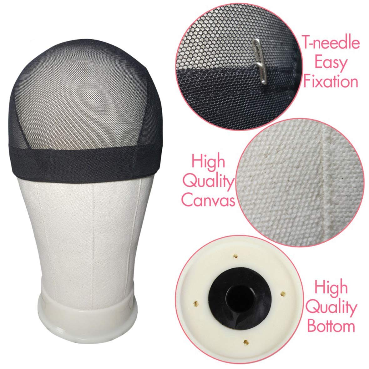 Leeven 21"24" Canvas Block Head for Making Wig Mannequin Head With T Pins and Clamp stand for Wig...