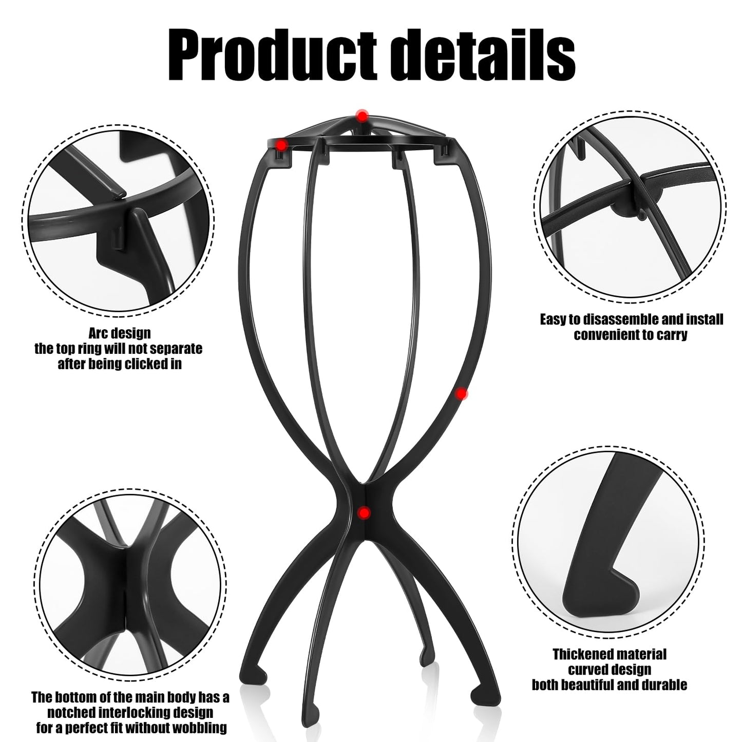 obeoby Wig Stand Portable Wig Holder Wig Head Stand for All Wigs Travel Wig Hair Stylist Gifts fo...