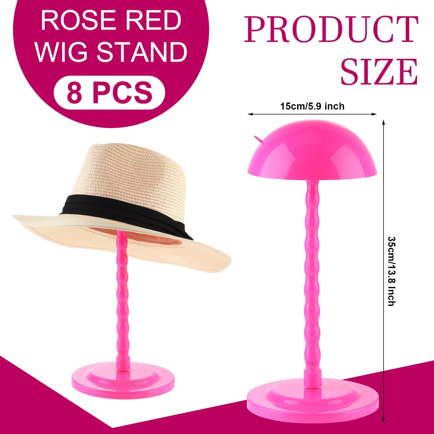 8 Pieces Wig Head Stand for Multiple Wigs Mannequin Head 138 Inch Portable Hat Display Stand Trav...