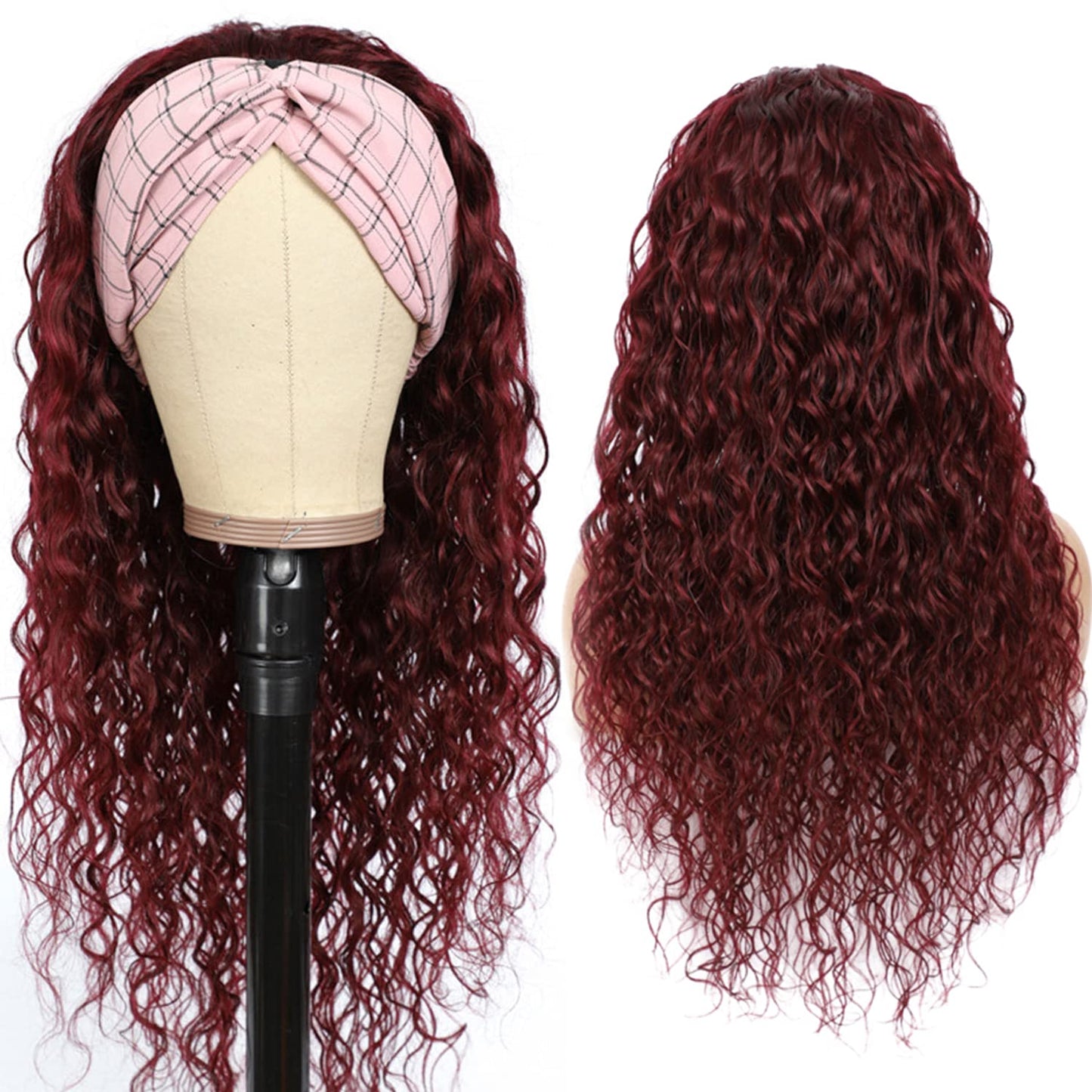 Aiterina Headband Wig deep wave human hair wigs for Black Women Brazilian Remy Hair Glueless Non ...