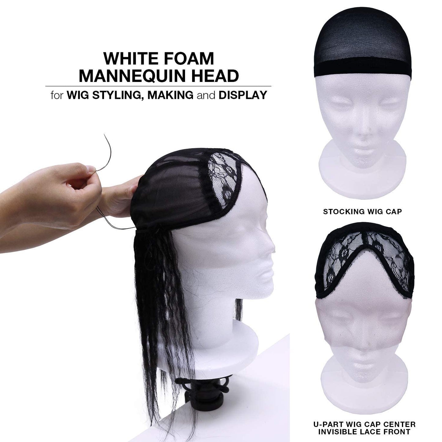 STUDIO LIMITED 114Inch Styrofoam Mannequin Head 1 Pack White Foam Wig Stand for Wigs Hats Masks ...