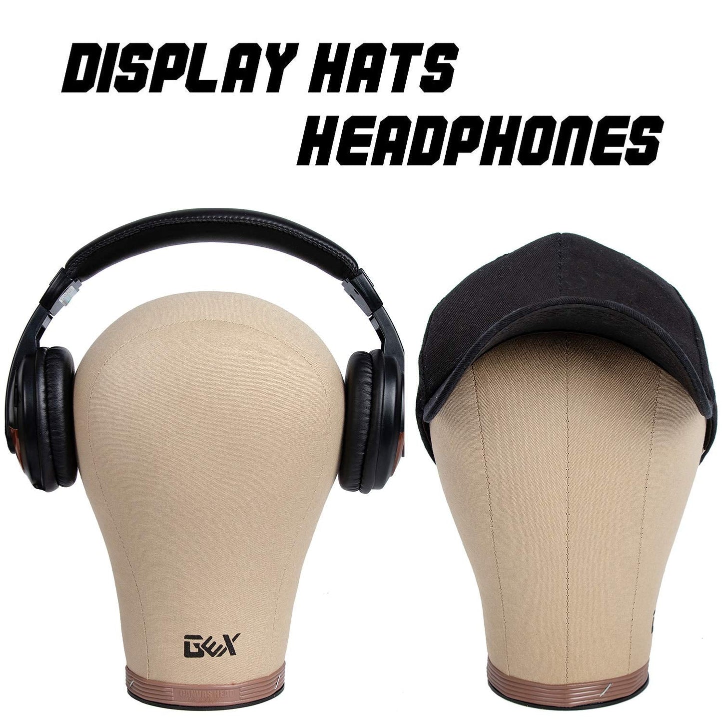 GEX 20"24" Cork Canvas Block Head Mannequin Head Wig Display Styling Head With Mount Hole Light B...