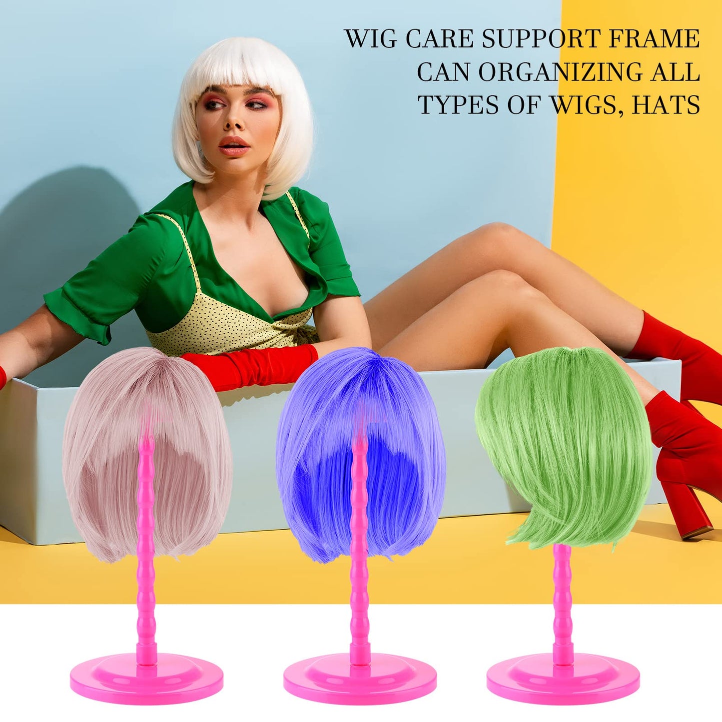 8 Pieces Wig Head Stand for Multiple Wigs Mannequin Head 138 Inch Portable Hat Display Stand Trav...