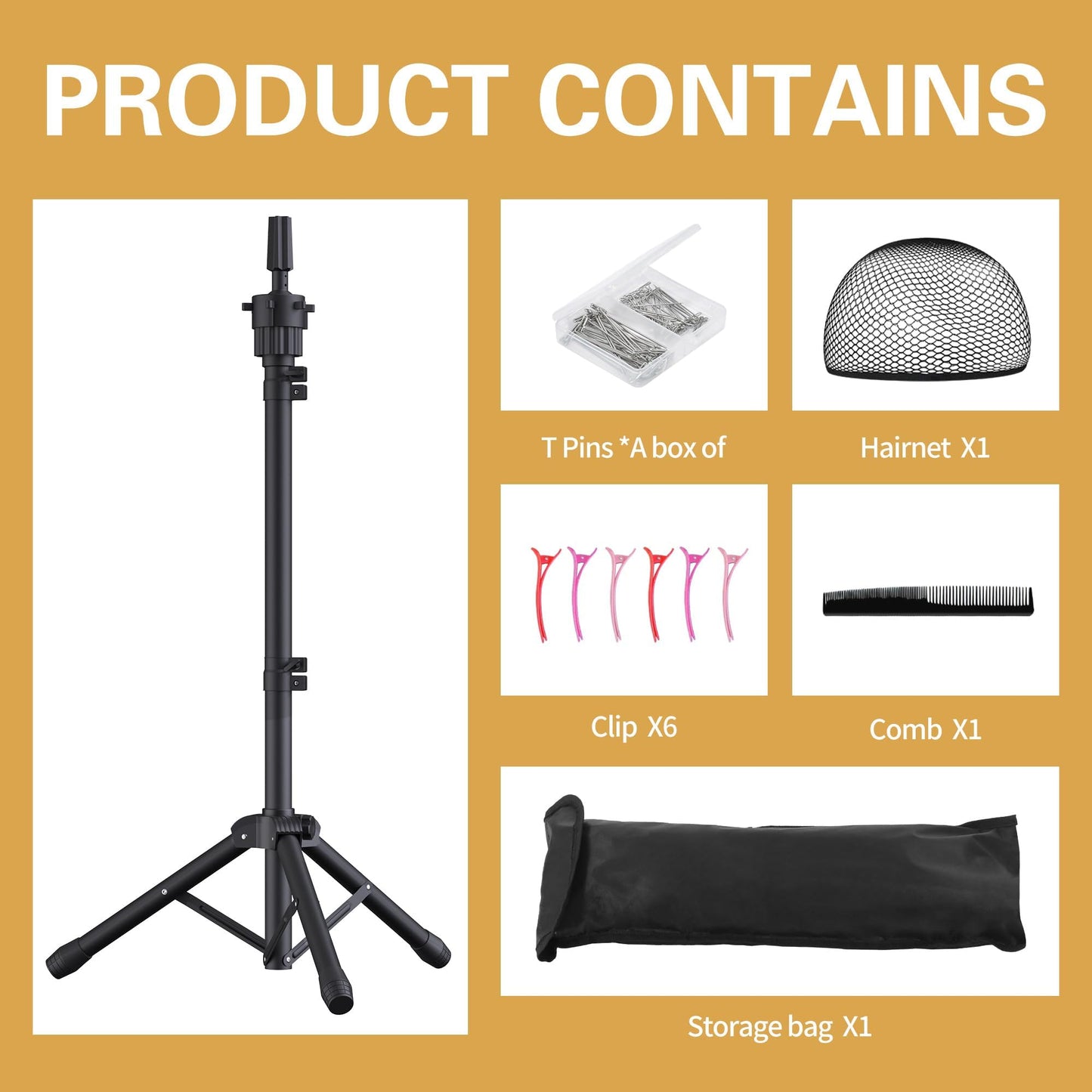 Relx Wig Head Stand Adjustable Mannequin Head Stand Wig Stand Tripod for Cosmetology Hairdressi...