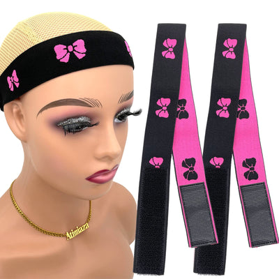 Atimiaza 2 Pcs Elastic Bands for Wig Lace Melting Bow Tie Band Edge Wrap to Lay Edges Pack of 2