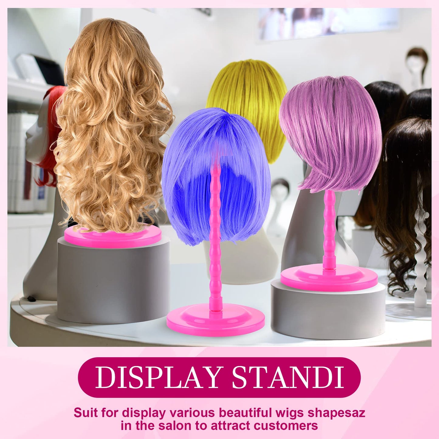 8 Pieces Wig Head Stand for Multiple Wigs Mannequin Head 138 Inch Portable Hat Display Stand Trav...