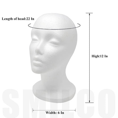 12" 3 Pcs Foam Wig Head  Tall Female Foam Mannequin Wig Stand and Holder for Style Model And Disp...