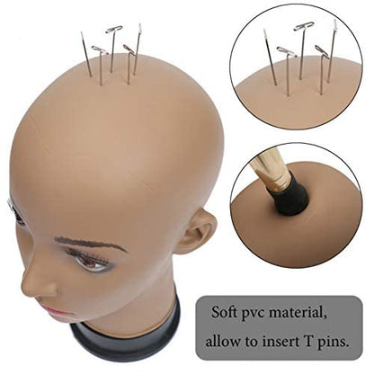 BHD BEAUTY Bald Mannequin Head Brown Female Professional Cosmetology for Wig Making Display wigs ...