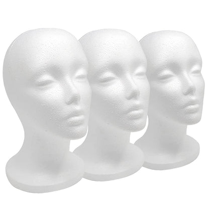 12" 3 Pcs Foam Wig Head  Tall Female Foam Mannequin Wig Stand and Holder for Style Model And Disp...