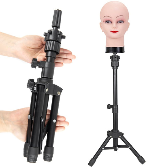 MINI Wig Stand Tripod 25 Inch Adjustable Mannequin Head Stand Wig Head Stand for Training Heads A...