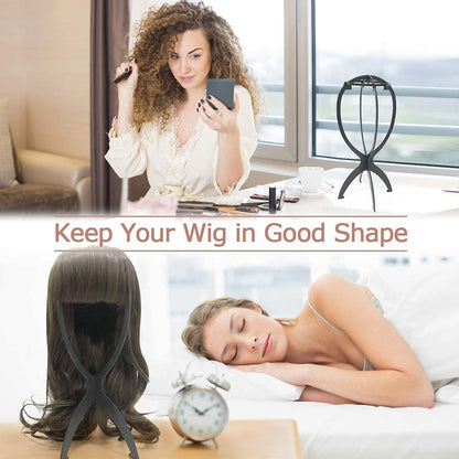 Dreamlover Wig Stand Wig Head Stand Wig Holder for Multiple Wigs Black 3 Pack