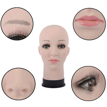BHD BEAUTY Bald Mannequin Head Beige Female Professional Cosmetology for Wig Making Display wigs ...