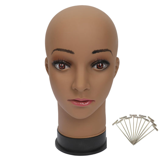 BHD BEAUTY Bald Mannequin Head Brown Female Professional Cosmetology for Wig Making Display wigs ...