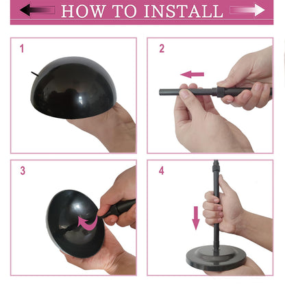 Wig Stand 1PC Adjustable Height Black Plastic Wig Head Stand Portable Wig Holder Stands NonSlip W...