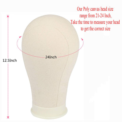 Leeven 21"24" Poly Canvas Block Wig Head Hair practice Manikin Canvas Head for MakingDryingStylin...