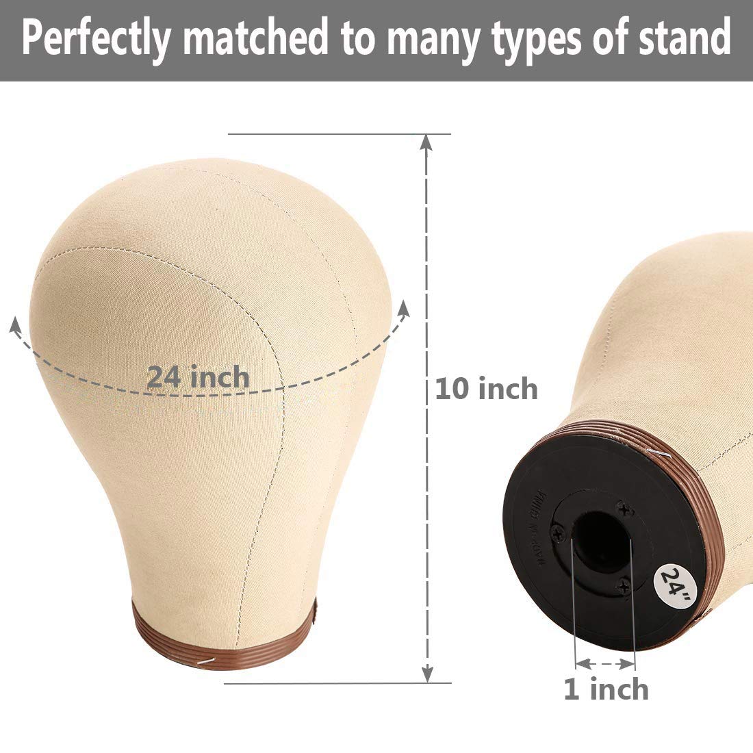 ZGCYSMHT 2124Inch Wig Head Cork Canvas Block Head Mannequin Head With Stand for Making Wigs 21 in...