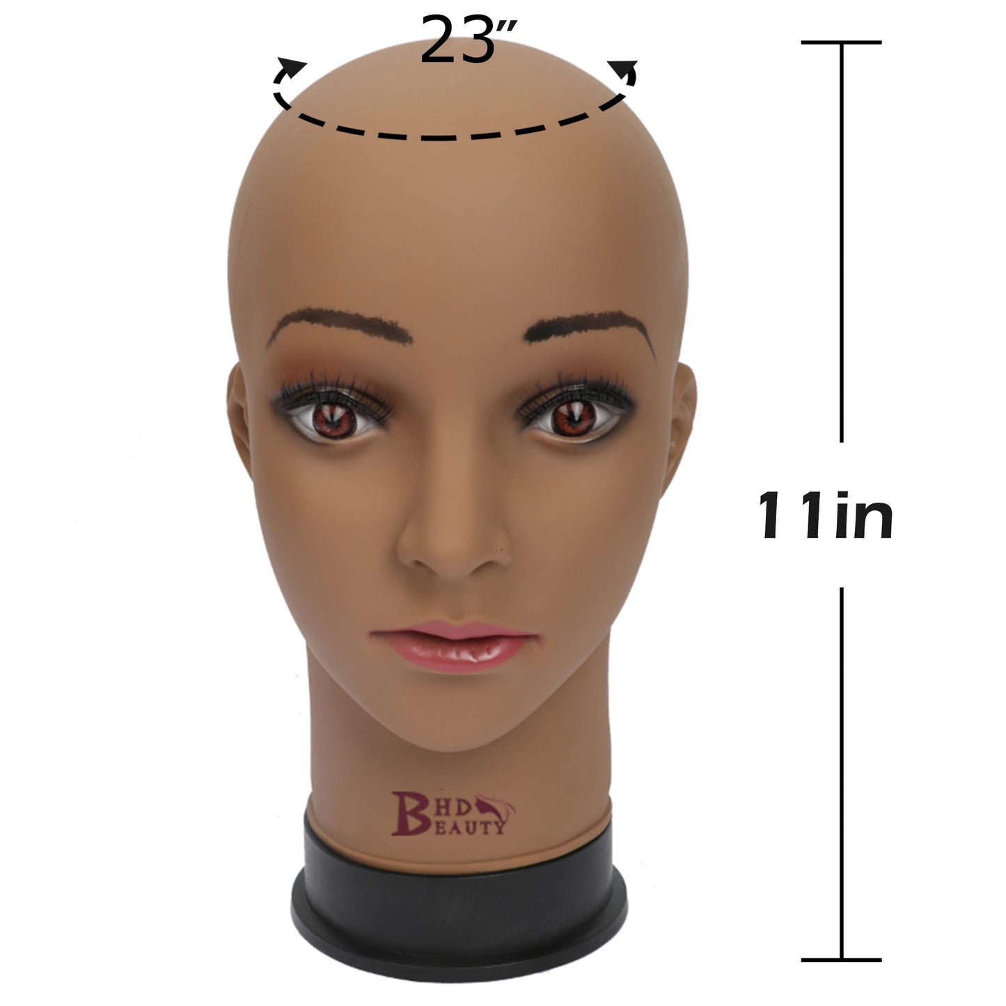 BHD BEAUTY Bald Mannequin Head Brown Female Professional Cosmetology for Wig Making Display wigs ...