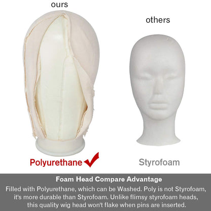Leeven 21"24" Poly Canvas Block Head Professional Mannequin Canvas Head for Making DryingStyling ...